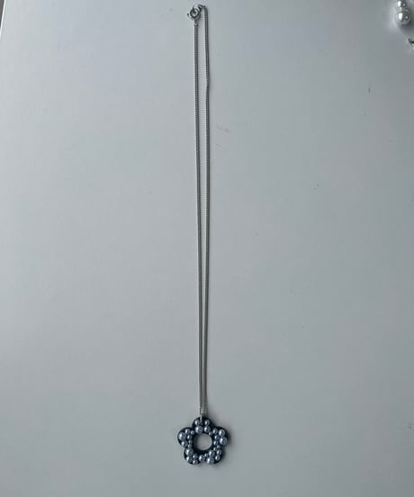 BLACK pearl flower necklace