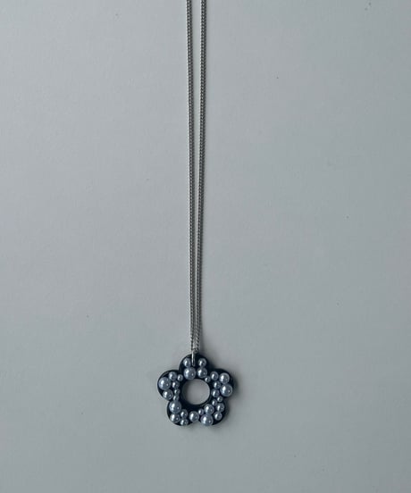 BLACK pearl flower necklace