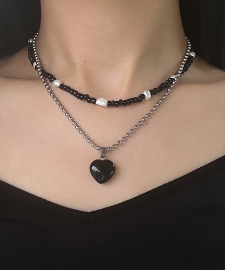 Black layered necklace