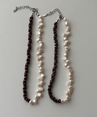 MIST / pearl × brown necklace