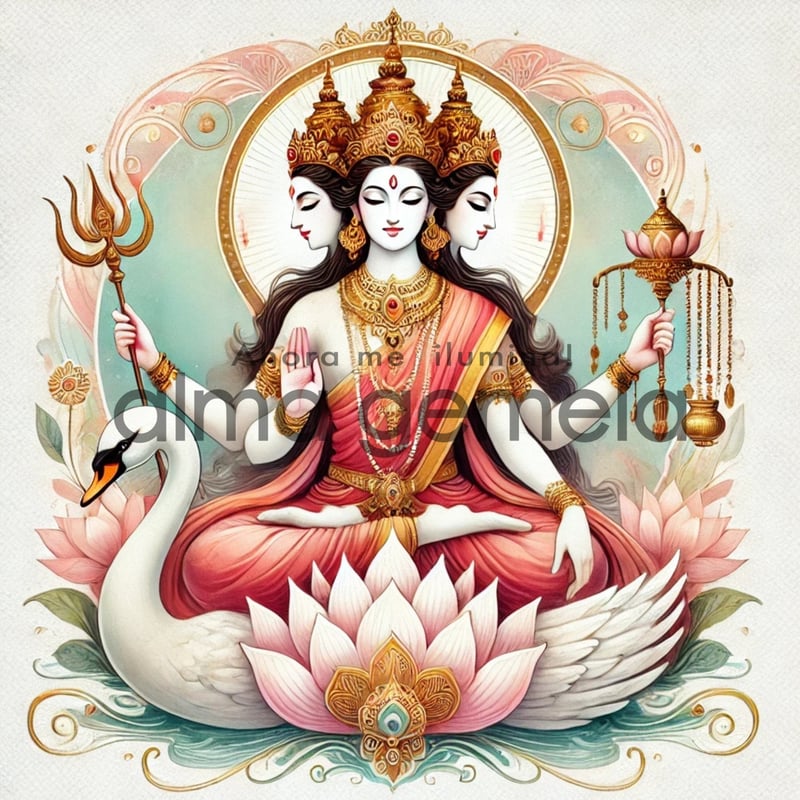 ブラフマー Brahma 8 ┃ AI ヒンドゥー スピリチュアルアート イラスト