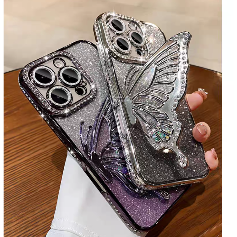 FM029] 蝶々 iphone17ケース グリッター iphone16/15pro/14