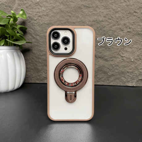 [FM094] iphone17/17pro ケース クリア magsafe対応 iPhone16/15ケース スタンド付き グリッター スマホケース おしゃれ