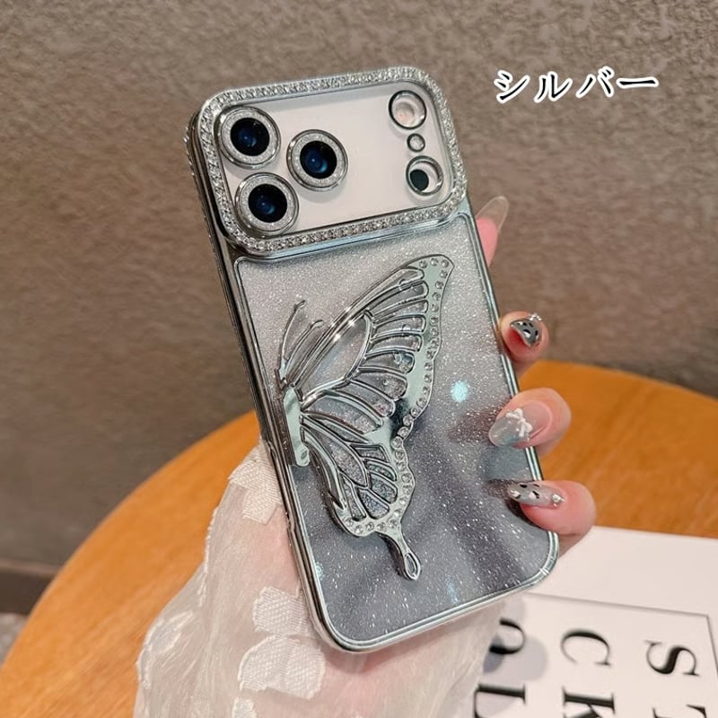 FM029] 蝶々 iphone17ケース グリッター iphone16/15pro/14