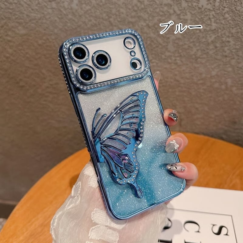 FM029] 蝶々 iphone17ケース グリッター iphone16/15pro/14