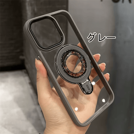 [FM094] iphone17/17pro ケース クリア magsafe対応 iPhone16/15ケース スタンド付き グリッター スマホケース おしゃれ