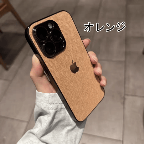 [FM042] iphone17 pro max 16 plus ケース ライチレザー  大人 可愛い iphone ケース ペア シンプル スマホケース 「レンズ保護フィルム付き」