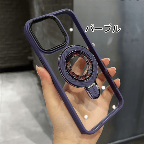 [FM094] iphone17/17pro ケース クリア magsafe対応 iPhone16/15ケース スタンド付き グリッター スマホケース おしゃれ