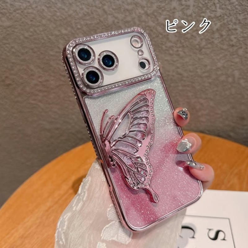 FM029] 蝶々 iphone17ケース グリッター iphone16/15pro/14