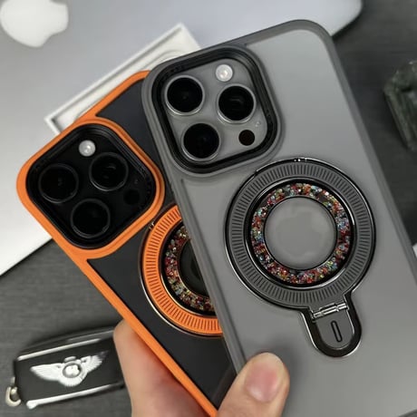 [FM094] iphone17/17pro ケース クリア magsafe対応 iPhone16/15ケース スタンド付き グリッター スマホケース おしゃれ