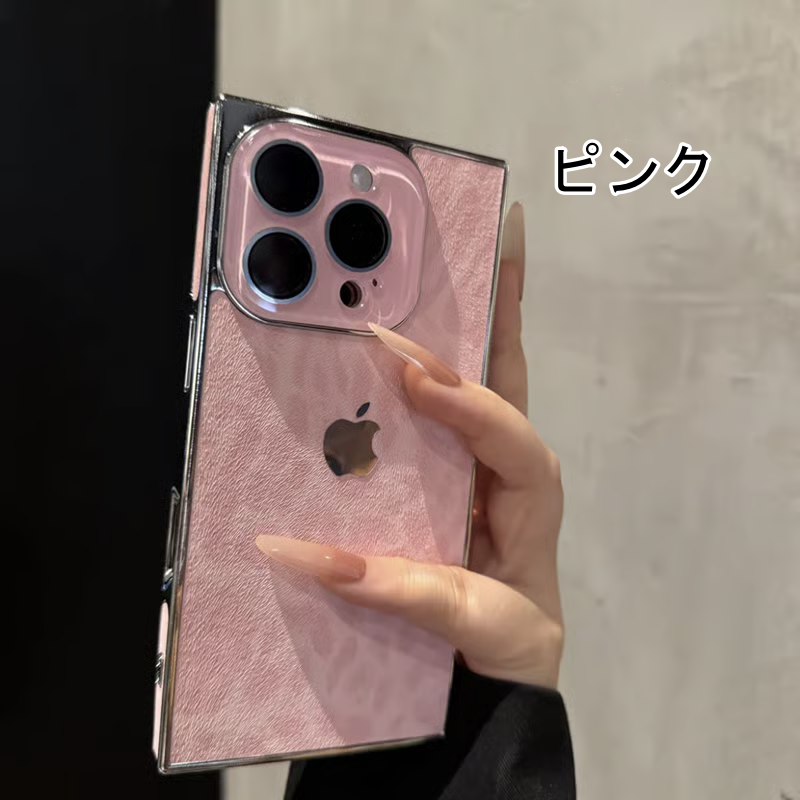 FM091] スクエア 四角 iphone ケース ヒョウ柄 流行り iphone17/16