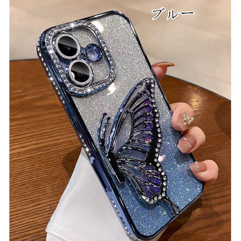 FM029] 蝶々 iphone17ケース グリッター iphone16/15pro/14
