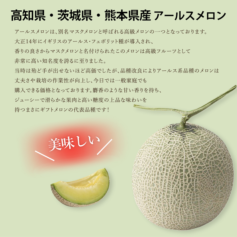 アールスメロン 内国産(厳選地域/高知県・茨城県・熊本県) 徹底した