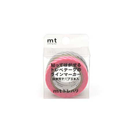 ｍｔトレハリ　詰替用テープセットＤ　ストライプ（ストライプ蛍光ピンク、ストライプ金、ストライプ銀）