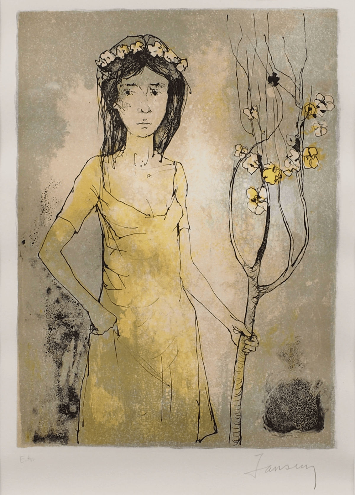 花飾りの棒を持つ女（ジャン・ジャンセン)