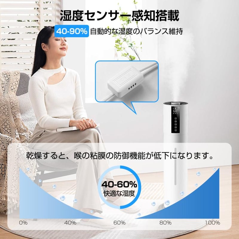 加湿器 超音波式 空気清浄機 タワー型 大容量 UV除菌 次亜塩素酸 加湿器 超音波式 空気清浄機 タワー型 大容量 UV除菌 次亜塩素酸