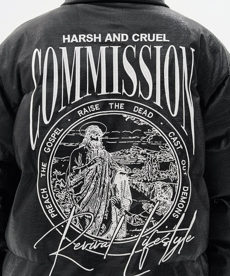 harsh and cruel Crocodile pattern down jacket BLACK