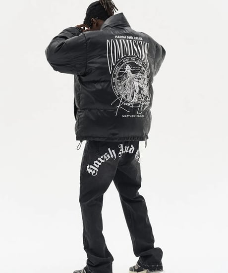 harsh and cruel Crocodile pattern down jacket BLACK