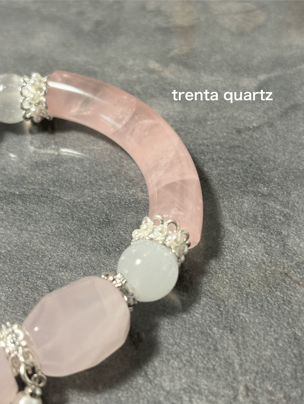 ローズクォーツ & セレナイト 天然石 ブレスレット | trenta quartz