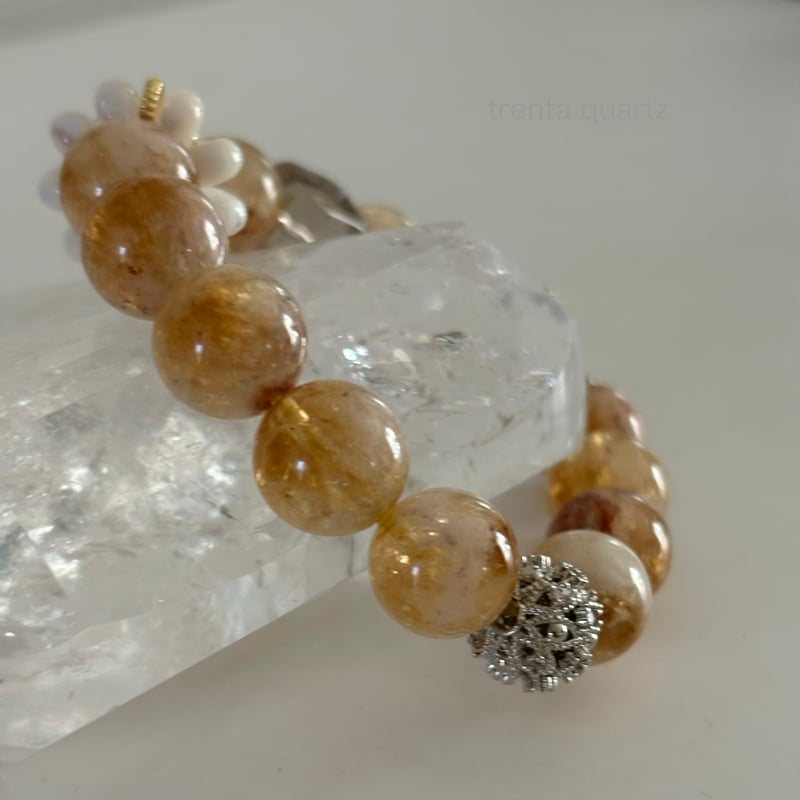ハニーシトリン & ガーデンクォーツ 天然石ブレスレット | trenta quartz