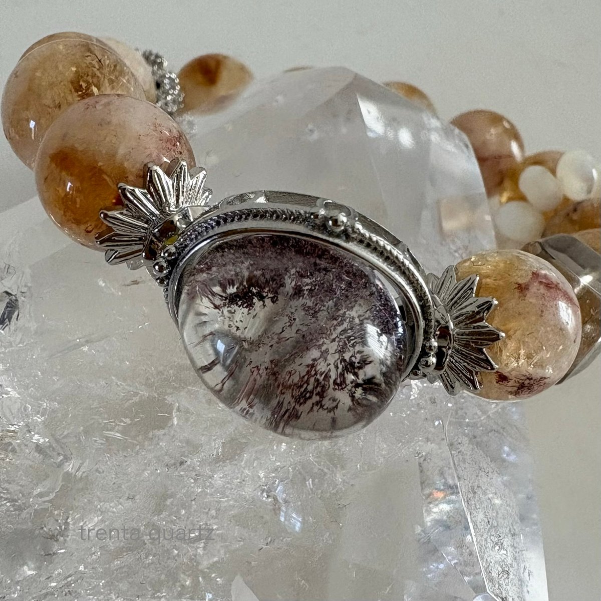 ハニーシトリン & ガーデンクォーツ 天然石ブレスレット | trenta quartz