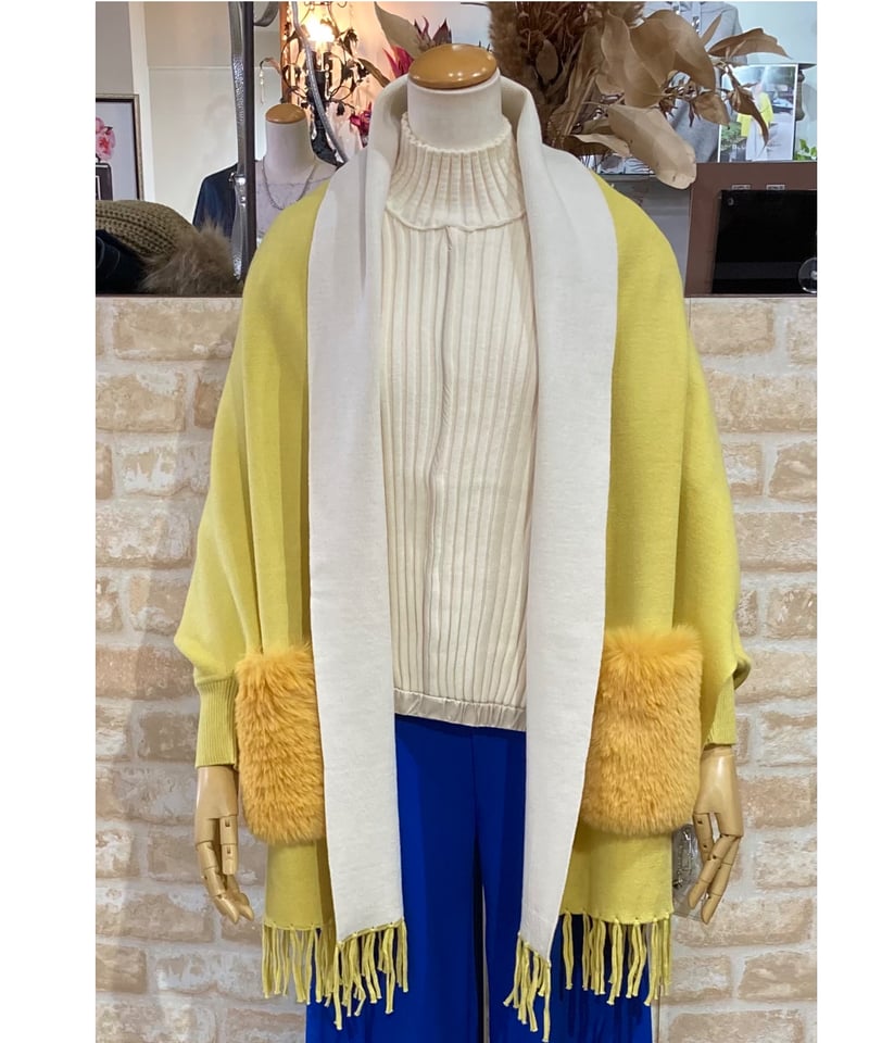 バイカラーファーポケット ポンチョ Piacere WINTER P45524 | コレット