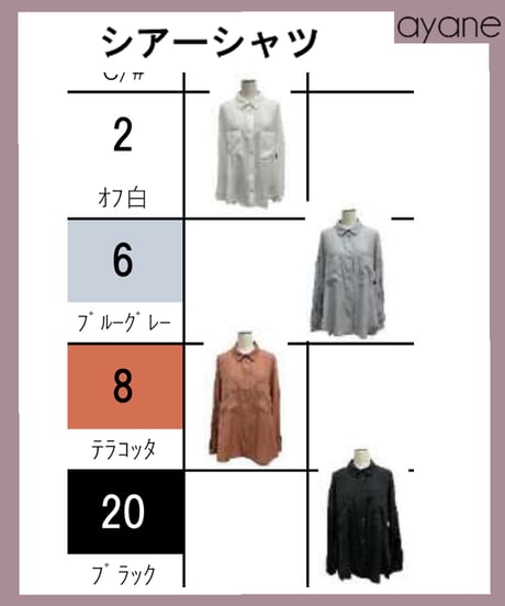 シアーシャツ　856751　ayane 2026 autumn&winter collection  予約商品