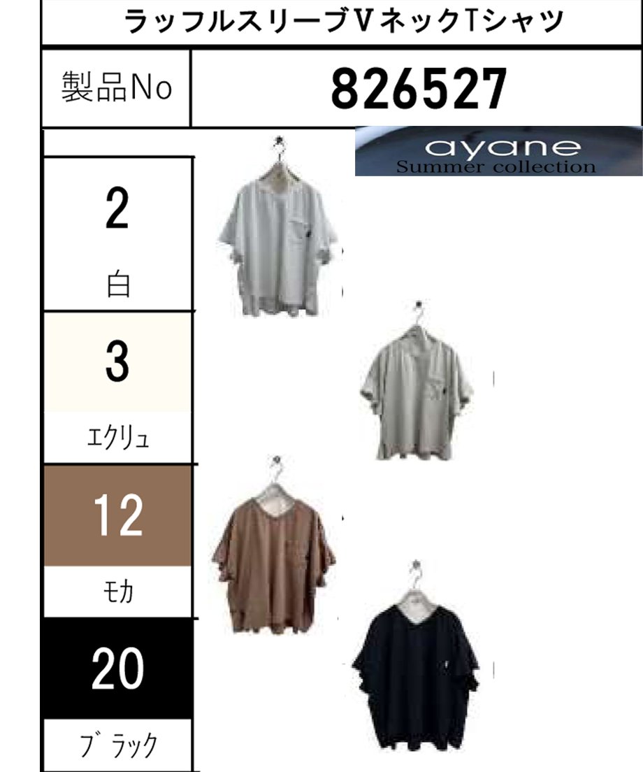 ラッフルスリーブⅤネックTシャツ ayane 2026 Summer COLLECTION