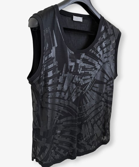 S/S 2004 DIOR HOMME “STRIP” GEOMETRIC WAXED TANK TOP［XS］