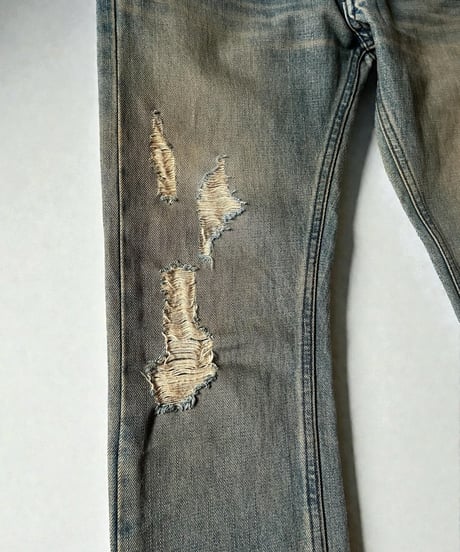 GALAABEND BY MIKI OKAWARA GRUNGE-TREATED DISTRESSED DENIM