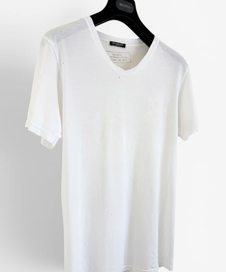 S/S 2011 BALMAIN HOMME BY CHRISTOPHE DECARNIN DISTRESSED B TIGER T-SHIRT［S］