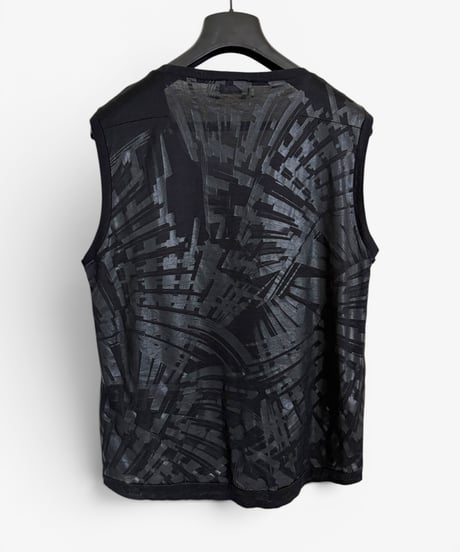 S/S 2004 DIOR HOMME “STRIP” GEOMETRIC WAXED TANK TOP［XS］