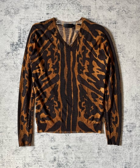 Alexander McQueen Leopard V-Neck Knit
