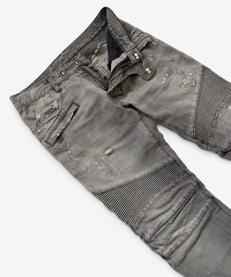 A/W 2010 BALMAIN HOMME BY CHRISTOPHE DECARNIN DISTRESSED CLIP ZIP BIKER［31］