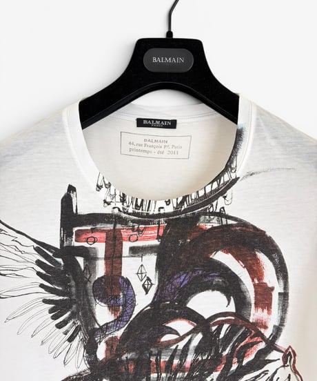 S/S 2011 BALMAIN HOMME BY CHRISTOPHE DECARNIN EAGLE TIGER T-SHIRT［L］