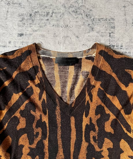 Alexander McQueen Leopard V-Neck Knit