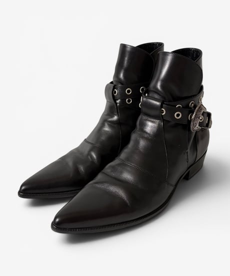 S/S 2014 SAINT LAURENT PARIS RUNWAY WESTERN BUCKLE JODHPUR BOOTS［40］