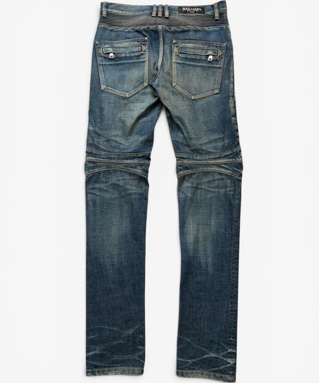 A/W 2014 BALMAIN HOMME 4-ZIP WASHED BIKER DENIM［29］