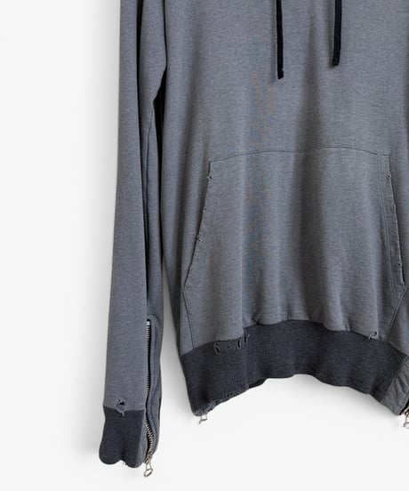 S/S 2010 BALMAIN HOMME BY CHRISTOPHE DECARNIN DISTRESSED REPAIR HOODIE［S］
