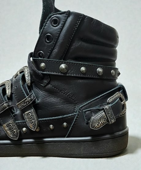 A/W 2014 SAINT LAURENT PARIS STUDDED WESTERN HIGH-TOP