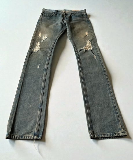 GALAABEND BY MIKI OKAWARA GRUNGE-TREATED DISTRESSED DENIM