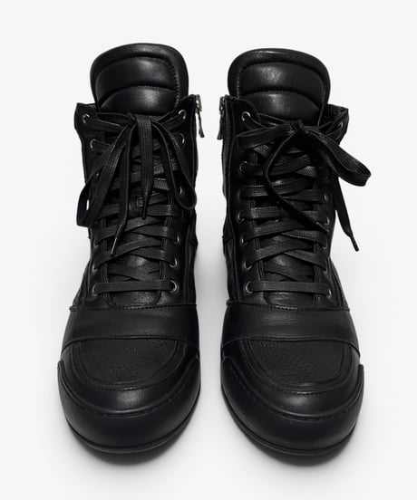 BALMAIN HOMME PERFORATED LEATHER HIGH-TOP