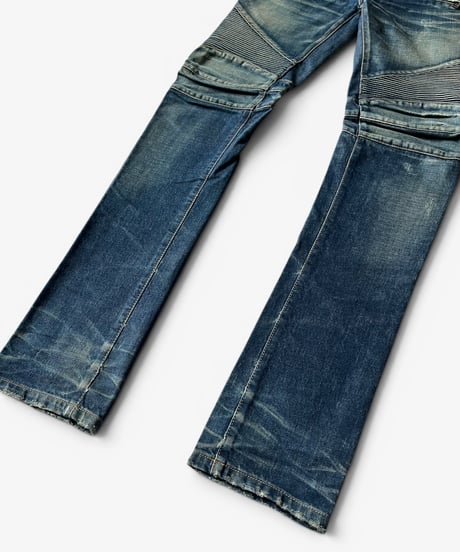 A/W 2014 BALMAIN HOMME RUST WASHED BIKER DENIM