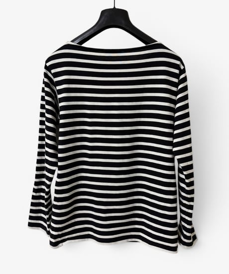 S/S 2015 SAINT LAURENT PARIS BOAT NECK STRIPED LONG SLEEVE TOP［S］