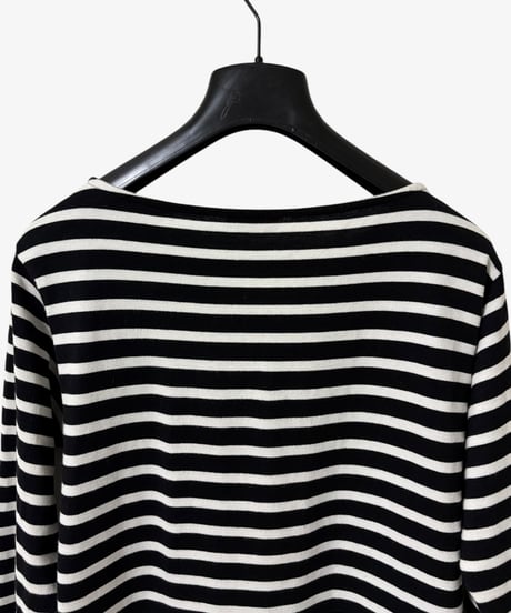 S/S 2015 SAINT LAURENT PARIS BOAT NECK STRIPED LONG SLEEVE TOP［S］