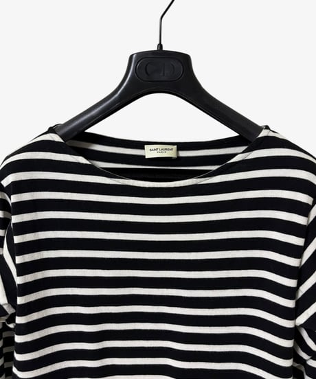 S/S 2015 SAINT LAURENT PARIS BOAT NECK STRIPED LONG SLEEVE TOP［S］