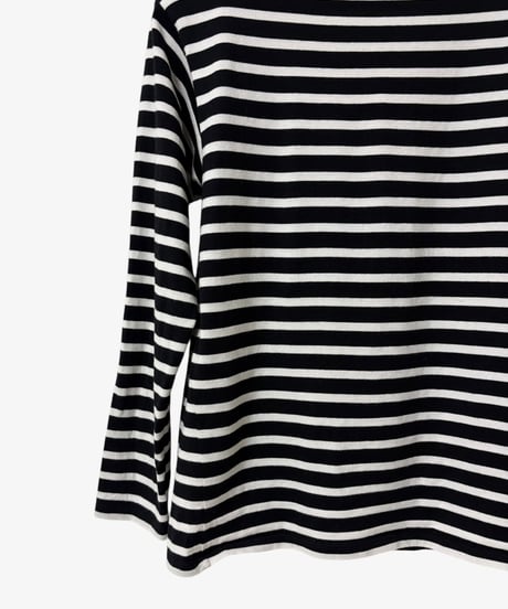 S/S 2015 SAINT LAURENT PARIS BOAT NECK STRIPED LONG SLEEVE TOP［S］