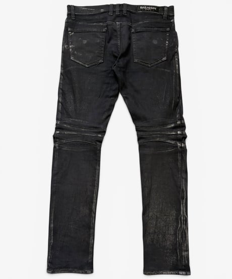 S/S 2011 BALMAIN HOMME BY CHRISTOPHE DECARNIN SILVER COATED BIKER DENIM［30］