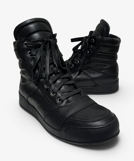 BALMAIN HOMME PERFORATED LEATHER HIGH-TOP