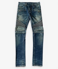 A/W 2014 BALMAIN HOMME RUST WASHED BIKER DENIM